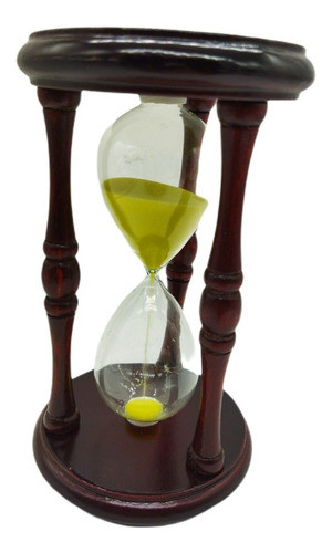 Ampulheta Grande Decoração Madeira Areia Amarela Vintage 0