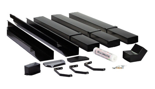 Combo Kit Canaleta Hogar Americana Jardin 4 Mts Pintado Negr 0