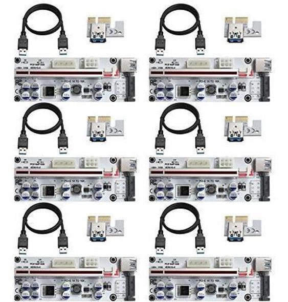 6 Pci-e Riser Ver 010s-x Cripto Mineria Con Cable Sata Mzhou 0
