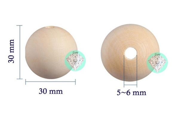 Cuentas De Madera Natural Redondas Ø 30mm ~ Pack 25 Unidades 1