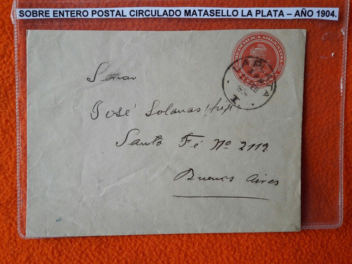 Sobre Circulado Matasello Ciudad De La Plata Año 1904 0