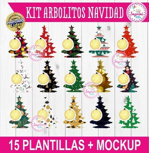 Plantillas Para Sublimar Arbolitos De Madera Navidad Mockup 1