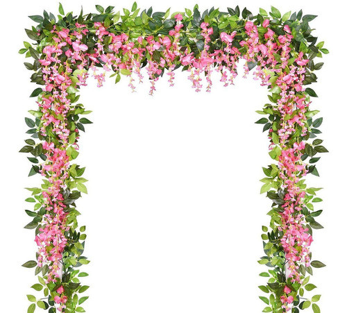 Pack De 4 Guirnaldas, Flores De Glicina Artificiales/rosa. 0