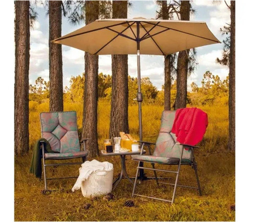 Ombrelone Guarda Sol 2,4m Manivela Alum Bege Base Plástica 1