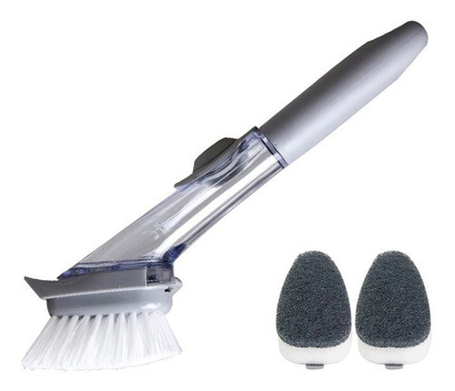 Cepillo De Cocina Con Mango Largo Dosificador 3 En 1 Esponja 0