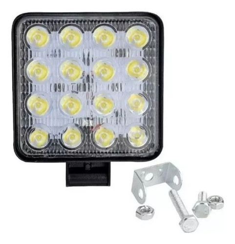 Faro Auxiliar 16 Led Cuadrado X2 48w 12v/24v Universal Auto 1