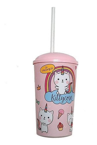 Vasos Plásticos Unicornio Gatito 600cc Souvenir X 10 Unid 1