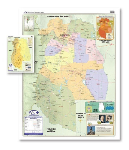 Mapa Prov. De Mendoza Mural (político/físico) Doble Faz 0