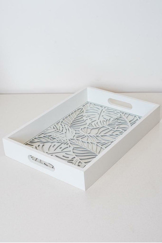 Bandeja Kirby De Madera Blanca Con Hojas Caladas Blanca M 0