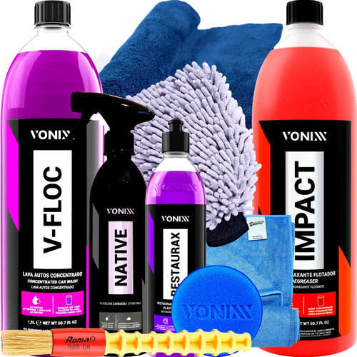 Kit Para Lavar Moto Shampoo Cera Luva Toalha Felpuda Vonixx 0