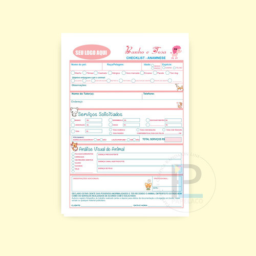 1 Bloco De Checklist  Banho E Tosa - 100fls Cada - 15x21cm 1
