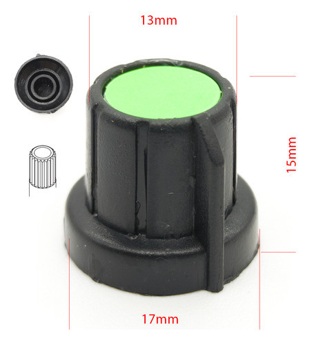 3 Perillas Potenciometro Verde Cla 17mm X 14mm Eje Estriado 1