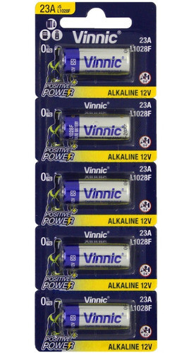 5 X Pilas Vinnic A23 Alcalina 23a Alarmas Portones Remoto 0