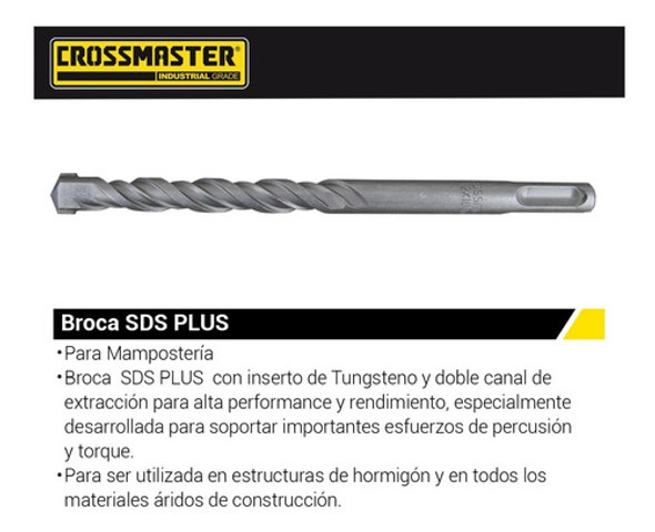Mecha Broca Sds Plus 10mm X 350mm Industrial Crossmaster 1