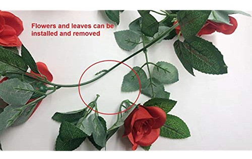 Fami 4pcs (28.8 Ft, 16 Flores) Fake Rose Vine Flowers Plants 1