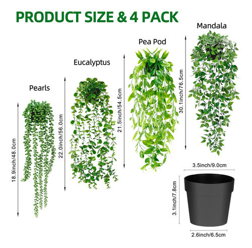 Plantas Colgantes Artificiales Estante, Paquete 4 Enredadera 1