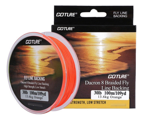 Goture Dacron Línea Pesca Mosca 30lb 109yd Naranja 0