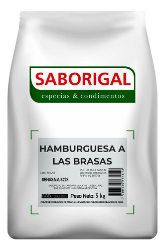 Condimento Integral Para Hamburguesas A Las Brasas X 5 Kgrs 0