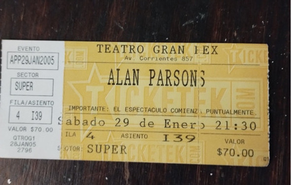 Entrada Alan Parsons En El Gran Rex 2005 0