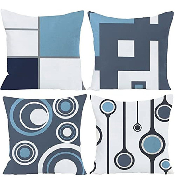 Juego De 4 Fundas De Almohada Geométricas Abstractas Moderna 0