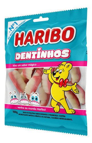 Kit C/ 3 Bala Haribo Dentinhos Morango E Framboesa 100 G 1