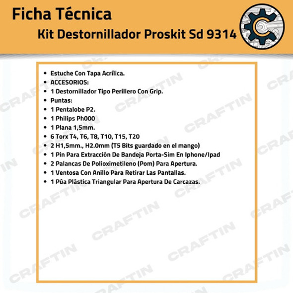 Kit Destornillador Proskit Sd 9314 Ideal Apple Mac Celulares 1