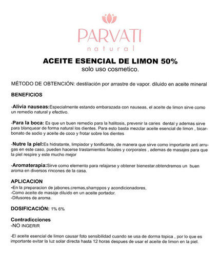 Aceite Esencial De Limon Al 50% 30ml 1