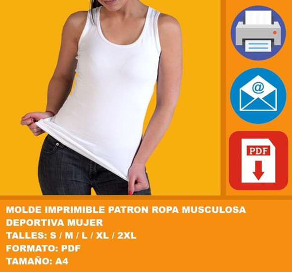 Molde Imprimible Patron Ropa Musculosa Deportiva Mujer 2x1 1
