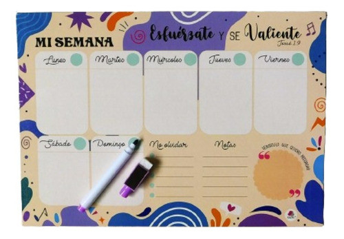Pizarra Planner Organizador Iman Semanal  A4 Religioso 0