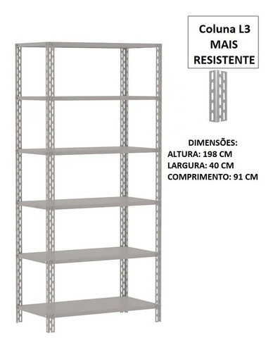 Estante De Aço 30cm - Industrial - 6 Bandejas 2,5mts Altura 0