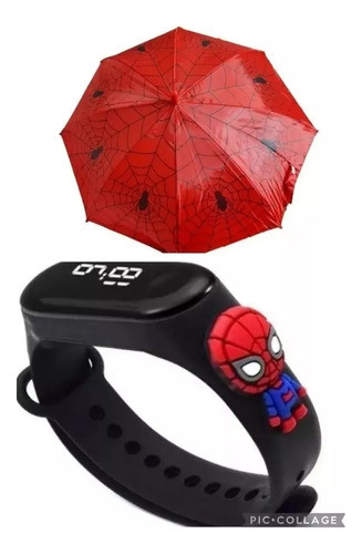 Guarda Chuva Infantil Estampa De Aranha + Relógio Digital 0