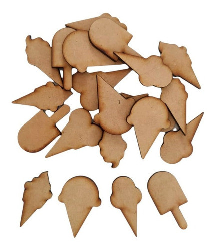 20 Helados 5cm Fibrofacil Madera Souvenirs Decoración Candy 0