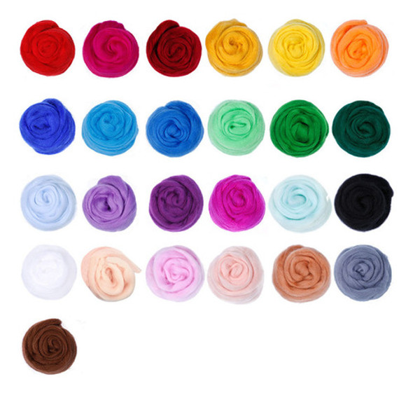Kit De Feltro Multicolorido Wool Roving Needle De 25 Cores 1