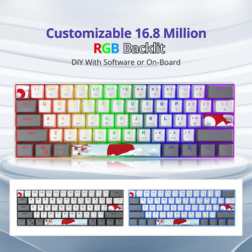 Teclado Mecánico Rgb Ultra Compacto 60% Iluminado Blanco 1
