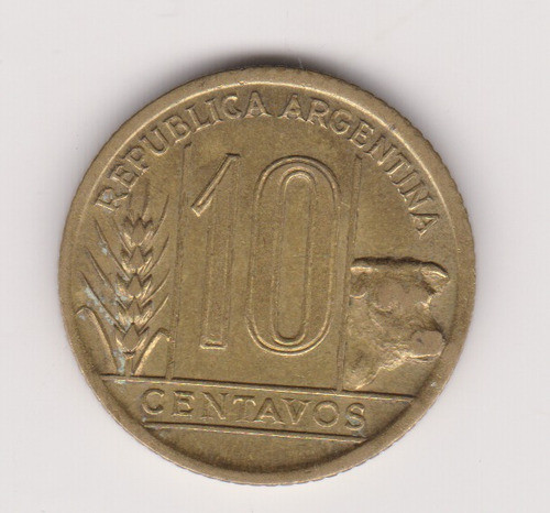 Moneda Argentina 10 Ctvs Año 1944 Janson 207 Excelente 1