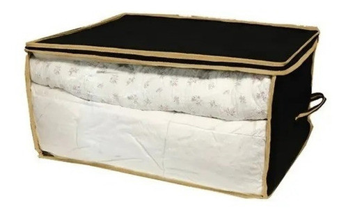 Caja Organizadora Con Cierre Cubrecama Acolchado Chico Negro 0