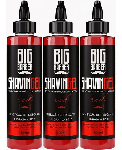 Shaving Gel Barbear Bisnaga Big Barber Red Atacado 3 Unidade 0