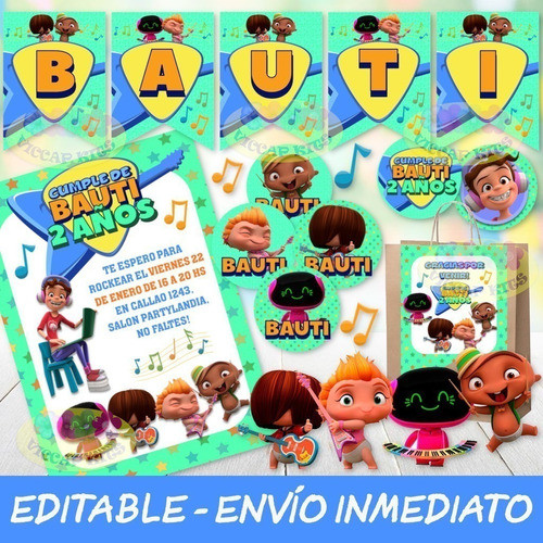 Kit Imprimible Mini Beat Power Rockers Editable Candy Bar 1