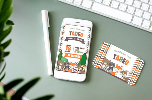 Tarjeta Invitacion Digital Cumpleaños Con Tarjeta Souvenir 1