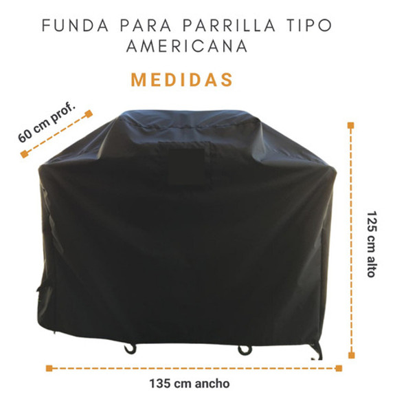 Funda Parrilla Americana Tela Premium Impermeable 125x135x60 1
