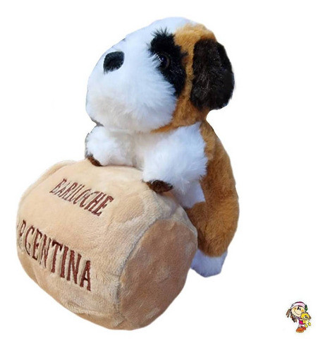 Perro San Bernardo De Peluche Con Barril Bordado 1