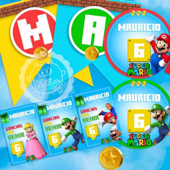 Kit Imprimible Super Mario Bros Película Textos Editables 1