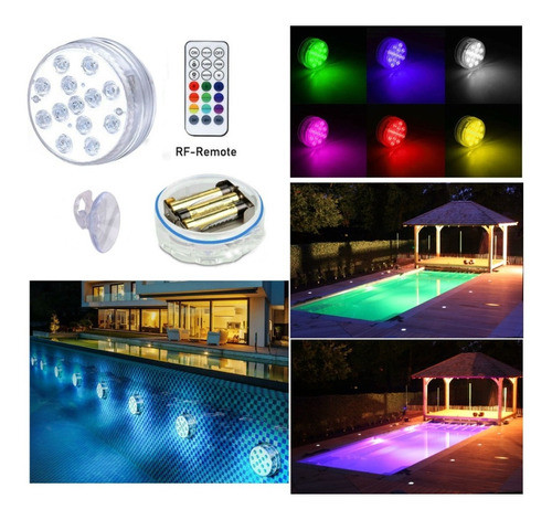 Pack X 10 Luces Led Para Pileta A Pila 16 Colores C/13 Leds 0
