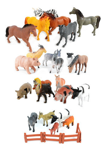 Granja Set De Animales Surtidas X 23 Goma Grandes Calidad St 0