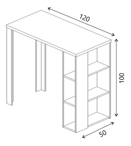 Mesa Barra Desayunador Estantes Melamina Minimalist 120 X 50 1