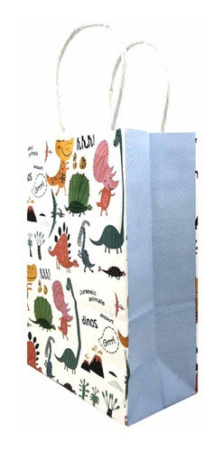 Bolsa De Papel Con Asa Dinosaurio X5 Und  21 X 11 X 27 Cm 1