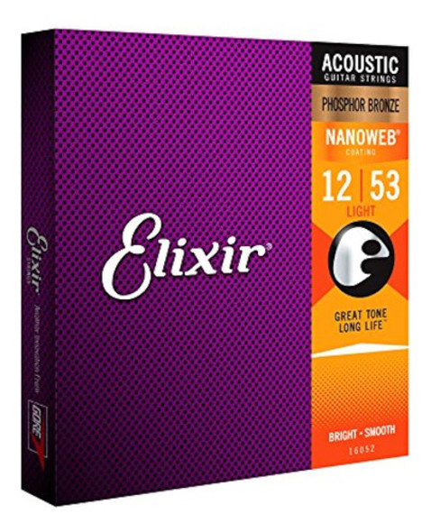 Elixir Cuerdas De Bronce Para Guitarra Acústica 8020 Con Rec 1