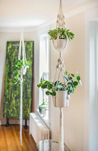 Duplo Suporte Macrame ( Cabem 2 Vasos De Plantas) 0