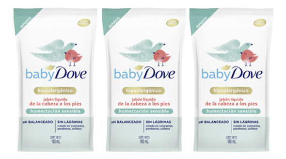 Pack X3 Jabon Liquido Baby Dove Humectacion Sensible X180ml 0 Pack X3 Jabon Liquido Baby Dove Humectacion Sensible X180ml 0