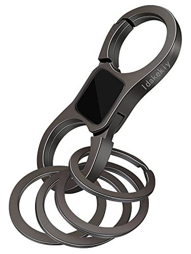 Llavero Mosqueton Apertura Rapida Con 4 Anillos Metal Negro 0
